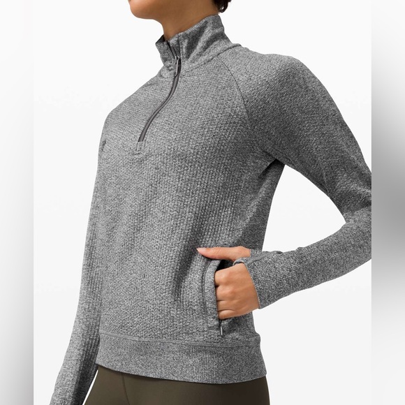 Lululemon Engineered Warmth Half Zip 4 Blue Merino Wool Thermoregulating - Picture 1 of 7